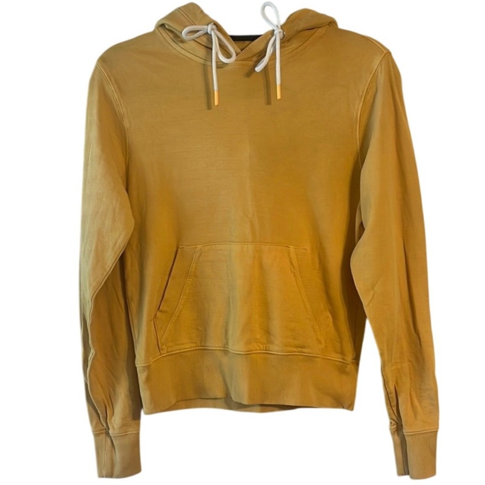 Athleta Normcore Cotton Yellow Gold Pullover‎ Hoodie Sweatshirt XS Stains